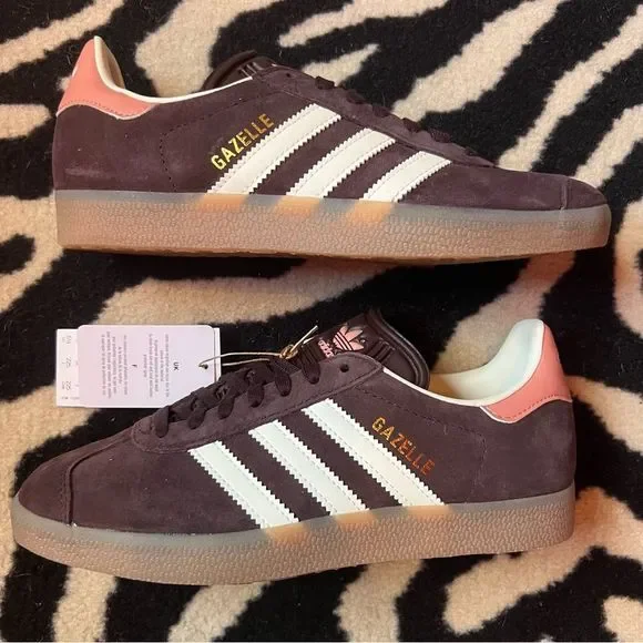 NWT Adidas Gazelle W Originals Sneakers Shadow Brown Cream Gum Size Women 6.5 - Picture 9 of 14